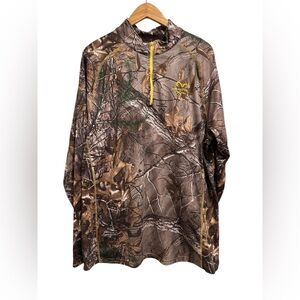 Mens RealTree Camo Size XL 1/4 Zip Hunting Pullover Jacket Sweatshirt Oak